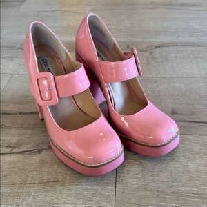 STEVE MADDEN Mary Jane Pink Tarrah Block Heel patent leather